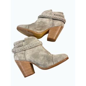 Rag & Bone Harrow Leather Booties In Cemento Suede Size 36.5 US 6.5 $495